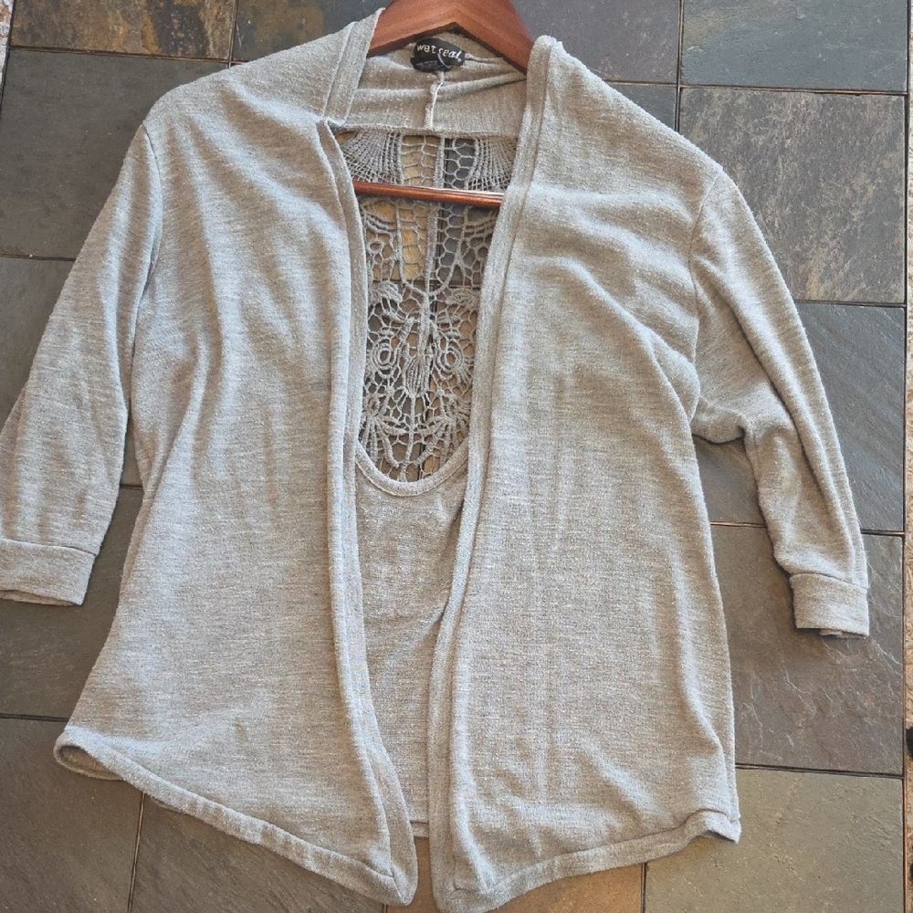Wet Seal Gray Open-Front Cardigan